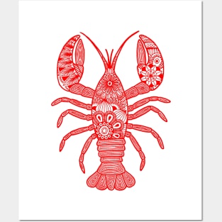 Lobster (red and white vertical) Posters and Art